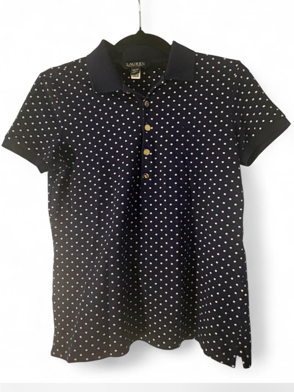 Ralph Lauren Navy Polo with White Polka Dots